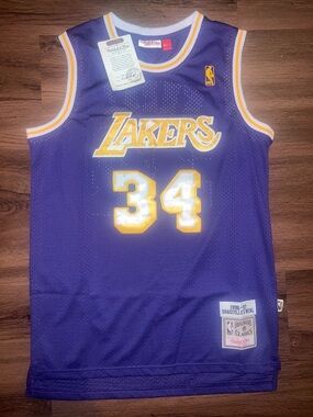 Shaquille O’neal Purple Los Angeles Lakers Mitchell and Ness Stitched Jersey NWT